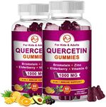 (2 Pack) Quercetin Gummies with Bromelain, Elderberry, Zinc and Vitamin C - Chewable Quercetin 1000mg Supplement for Immunity, Cardiovascular, Allergy, Aging Support - Vegan Gummies for Adult & Kid