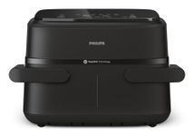 Philips Dual Basket Airfryer 1000 Series - 7.1L Capacity, RapidAir Technology, 10 Cooking Functions, 90% Less Fat, Compact Design, HomeID Recipe App (NA154/09), Black