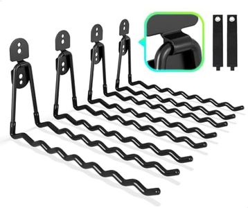 COCOYA Garage Hooks, Large 4-Pack Shed Storage Hanger 11.8" Long Heavy Duty Wall Mount Double Holder with 2 Extension Cord Storage Straps, Organize Yard Utility Garden Tool Hanging Ladder Black