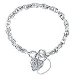 Citerna Women's 9 ct White Gold Padlock Charm Bracelet with Safety Chain of Length 19 cm