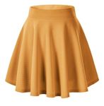 Urban CoCo Women's Basic Versatile Stretchy Flared Casual Mini Skater Skirt (Large, Turmeric)