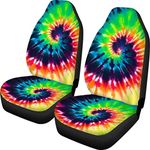 Coloranimal Colroful Tie Dye Design Universal Car Seat Cover 2 PCS/Set Heavy Dust Durable Front Vehicle Bucket Seat Air Cushion Cover Car Interior Protector