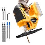 Jig Saw Compatible with 20V Max Battery, Cordless Jigsaw Tool with 45° Bevel Cuts & 3 Orbital Motions, Up to 2900 RPM, Brushless Jigsaw for Straight/Curve/Circle Cutting(Battery Not Include)