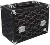 Caboodles Make Me Over 4 Tray Train Case, Cosmetic Storage Case & Organizer, Black Lace, 3.5 Lb