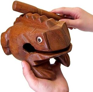 World Percussion USA FR08N Deluxe JUMBO 8" Wood Frog Guiro Rasp - Musical Instrument Tone Block, Brown