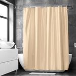 Encasa XO Solid Blackout Waterproof Shower Curtain 7 ft, 140x213 cm. Heavy Duty Mildew Resistant Polyester Fabric Bathroom Curtain, Quick Dry, Machine Washable, Includes 10 Hooks | Beige