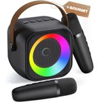 Mini Karaoke Machine, Portable Bluetooth Karaoke Speaker with 2 Wireless Microphones and Party Lights for Kids and Adults, Birthday Gifts for Girls Boys Family Home Party