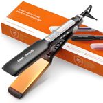 Faszin Professional Hair Straighteners, 42mm Wide-Plate Titanium Negative Ion Flat Iron, 30s Rapid Heating, Real-time Temperature Display, 11 Adjustable Temperature Levels (130-230℃) (Black)