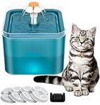 Cat Water Fountain, 2L Pet Water Fountain Cat Bowl, Cat Fountain with LED Light and Activated Carbon Filter, Three Flow Patterns, Ultra Quiet Healthy and Hygienic Pet Drinking Bowl (Green)