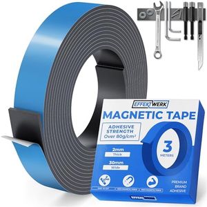 EFFEKTWERK - Magnetic Tape Roll - 3 Metre Long, 30 mm Wide - Extra Thick & Wide Magnetic Strips w/Strong Self-Adhesive Backing - Easy to Cut & Stick to Flat Surfaces