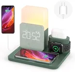 Wireless Charging Station, iPhone 3 in 1 Fast 15W Wireless Charger with Dual Alarm Clock and Night Light, Charging Dock for iPhone 12/13/14 Pro/13 Mini/13 Pro Max/12 pro, Samsung, AirPods