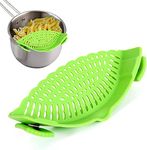 BeFunky Snap N Strain Pot Strainer and Pasta Strainer - Adjustable Silicone Clip On Strainer for Pots, Pans, and Bowls (Green)