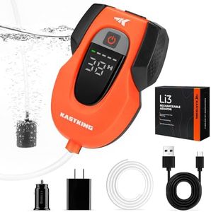 KastKing Updated Li3 Ice Fishing Aerator Pump - Rechargeable Battery, Real-Time Display, Multiple Airflow Settings, Aerator for Fish and Bait Buckets