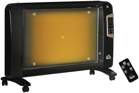 HOMCOM Mica Electric Space Heater, Portable Heater for Home with 2 Heat Settings, Living Room, Study, Garage, Adjustable Temperature 18-30°C, 1000W/2000W, Black