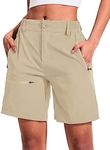 COOrun Women's 5" Hiking Shorts Golf Athletic Outdoor Shorts Quick Dry Workout Summer Water Shorts with Pockets Light Khaki M