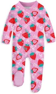 uideazone Baby Sleeper 9-12 Month Strawberry Printed Footed Pajamas Infant Long Sleeve One Piece Romper with Mitten Cuffs
