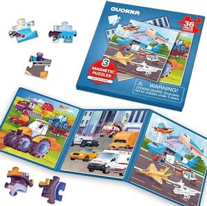 QUOKKA Magnetic Toddler Puzzles Ages 2-4 – 24 Pieces Kids Puzzles Ages 3-5 – Travel Games and Toys for Kids 4-6 Boys and Girls – Learning Transport Car Airplane Road Trip Activities