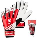 Liverpool F.C. Goalkeeper Gloves for Kids Teenagers - Non Slip Padded Palms Size 5 or 7 - Liverpool Gifts for Boys (Size 7)