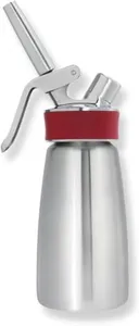 iSi North America Gourmet Whip (1/2 Pint) - Multifunctional Food Whipper for Warm & Cold Application, Stainless Steel Cream Canister - Includes 3 Decorating Tips, Dishwasher Safe - Professional Tool
