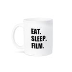 3dRose 180402_1 Eat Sleep Film-Gifts for Movie Makers and Video Making Enthusiasts Ceramic Mug, 11 oz, White