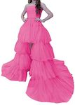 KURFACE Homecoming Dresses Sleeveless Backless Evening Prom Party Gowns with Train for Women Hot Pink UK28