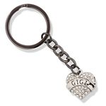 EPJ Gigi Grandma Grandmother Text on Rhinestone Heart Charm Keychain