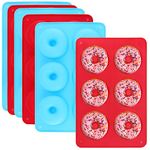 HAKZEON 6 Pack Silicone Donut Molds, 6 Cavity Non Stick Doughnut Mould, Donut Baking Tray Donut Pans for Cake Biscuit Bagels Muffins, Dishwasher Oven Safe, Blue and Red