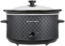 West Bend Slow Cooker 4-Quart Manual Crockery Style with Oval Ceramic Crockpot and Glass Lid, 210-Watts, Black