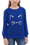 GORLYA Girl's Pullover Tops Cute Cartoon Graphic Print Sweatshirt Clothes for 4-14 Years Kids (GOR1059, 7-8Y, Blue)