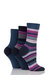 SockShop Ladies Gentle Bamboo Socks with Smooth Toe Seams In Plains and Stripes Pack of 3 Damson/Magenta 4-8 Ladies