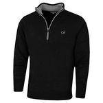 Calvin Klein Mens Lined Chunky Half Zip Sweater - Black - L