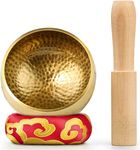 Tibetan Singing Bowl Set - Meditation Sound Bowl Cushion with Wooden Striker for Yoga, Meditation & Relaxation, Mindfulness,Chakra Healing, Stress Relief, Self-Regulation