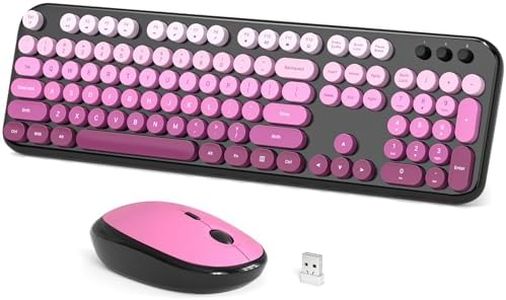 Dilter Wireless Keyboard and Mouse Combo, 104 Keys Full Size Typewriter Keyboards, 2.4G USB Plug and Play for Windows 7 8 10 11, PC, Laptop, Desktop, Black & Pink