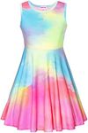JESKIDS Little Girls Tie Dye Dress Sleeveless Casual Twirl Dresses Print Sundress Red, 4-5 Years