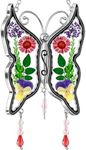 Precious Mom Friend Aunt... New Butterfly Suncatchers Glass Mother Wind Chime with Pressed Flower Wings Embedded in Glass with Metal Trim Mom Heart Charm - Gifts for Mom -Mom for Birthdays (DIY (O))