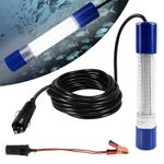 LED Underwater Light Fishing Bait Light Boat Decorative Light Finder Night Light Submersible Deep Drop Light 180 LED Lamp 12V-24V with Battery Clip Light for Shrimp Prawns Squid and Fish