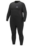 Hevto Men Wetsuits Plus Size 3/2mm Neoprene Back Zip Wet Suit Swimming Keep Warm in Cold Water (MP01-Black, 46)