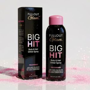 Full Out Glam Big Hit Pink Glitter Spray for Hair and Body, 5.07oz Bottle