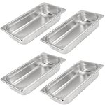 4 Pack 1/3 Size x 2.6 Inch Deep Steam Table Pan, 12.8"x6.9"x2.6" Stainless Steel Anti-Jam Hotel Pan for Food Warmer, Buffet Server, Restaurants and Catering Supplies, 22 Gauge (325 x 175 x 65 mm)