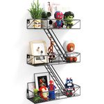 MVPSONAG Fire Escape Shelf - 3 Tier Black Fire Escape Wall Shelf with Basket Wall Organizer, New York Metal Decorative Shelves, DIY Floating Action Figurine Display Shelf for Bedroom, Home Décor