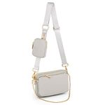 UTO-Crossbody-Bags-for-Women 3 in 1 Multipurpose Shoulder Purse with Detachable Coin Pouch Chain Strap CA PU Leather Grey