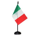 ANLEY Italy Deluxe Desk Flag Set - 6 x 4 Inch Miniature Italian Desktop Flag with 12" Solid Pole - Vivid Color and Fade Resistant - Black Base and Spear Top