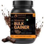 OSOAA Bulk Mass Gainer 1Kg | (Italian Chocolate) | 15g Protein | 490 Calories | Added 3g Creatine | with Digestive Enzymes | 28 Added Vitamins | For Both Men & Women