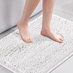 Smarcute Bath Mat - 43cm x 61cm- Thick Soft Absorbent Chenille, Quick Dry Microfiber Mats, Machine Washable Rugs for Shower Floor, Bathroom Runner Bathmat Accessories Decor, White