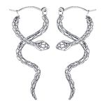 BESTEEL Reputation Snake Hoop Earrings for Women Titanium Earrings for Sensitive Ears BOHO Statement Earrings Trendy Dangle Earrings Punk Gothic Drop Earrings 14K Plated Gold Snake Earrings Silver For Eras