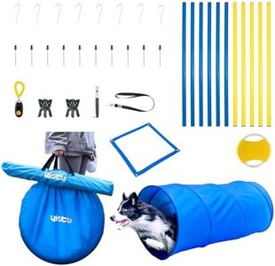 Yiotl Dog Agility Training Starter Kit Backyard Obstacle Course with Interactive Play, Agility Jumps, Weave Poles, Tunnels, Hurdle & Carrying Case