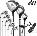 ULTIMATE Left Handed Golf Clubs for Men, 10pcs Men's Complete Golf Club Set Includes 460cc #1 Driver, #3 Fairway Wood, #4 Hybrid, #6/#7/#8/#9/#P Irons, Putter (Black)