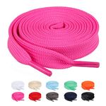 Booyckiy [2 Pairs] Flat Shoe Laces for Sneaker, 2/5" Wide Shoelaces Hot Pink 47 inch(120cm)