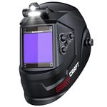 ARCCAPTAIN Large View 3.94" x 3.66" True Color Auto Darkening Welding Helmet with Light, Solar Powered Welding Hood, 4 Arc Sensor Wide Shade 4/5-9/9-13 for Stick MIG TIG Cut