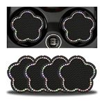 XINLIYA 4PCS Bling Car Cup Holder Coaster, 2.75 Inch Crystal Anti-Slip Vehicle Cup Holder Insert Coaster, Rhinestone Cute Plum Blossom Pattern Auto Drink Mat, Universal for Women Girls（Multicolour）